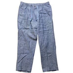 Tasso Elba Mens Linen Drawstring Pants XL Blue‎ Elastic Waist Summer